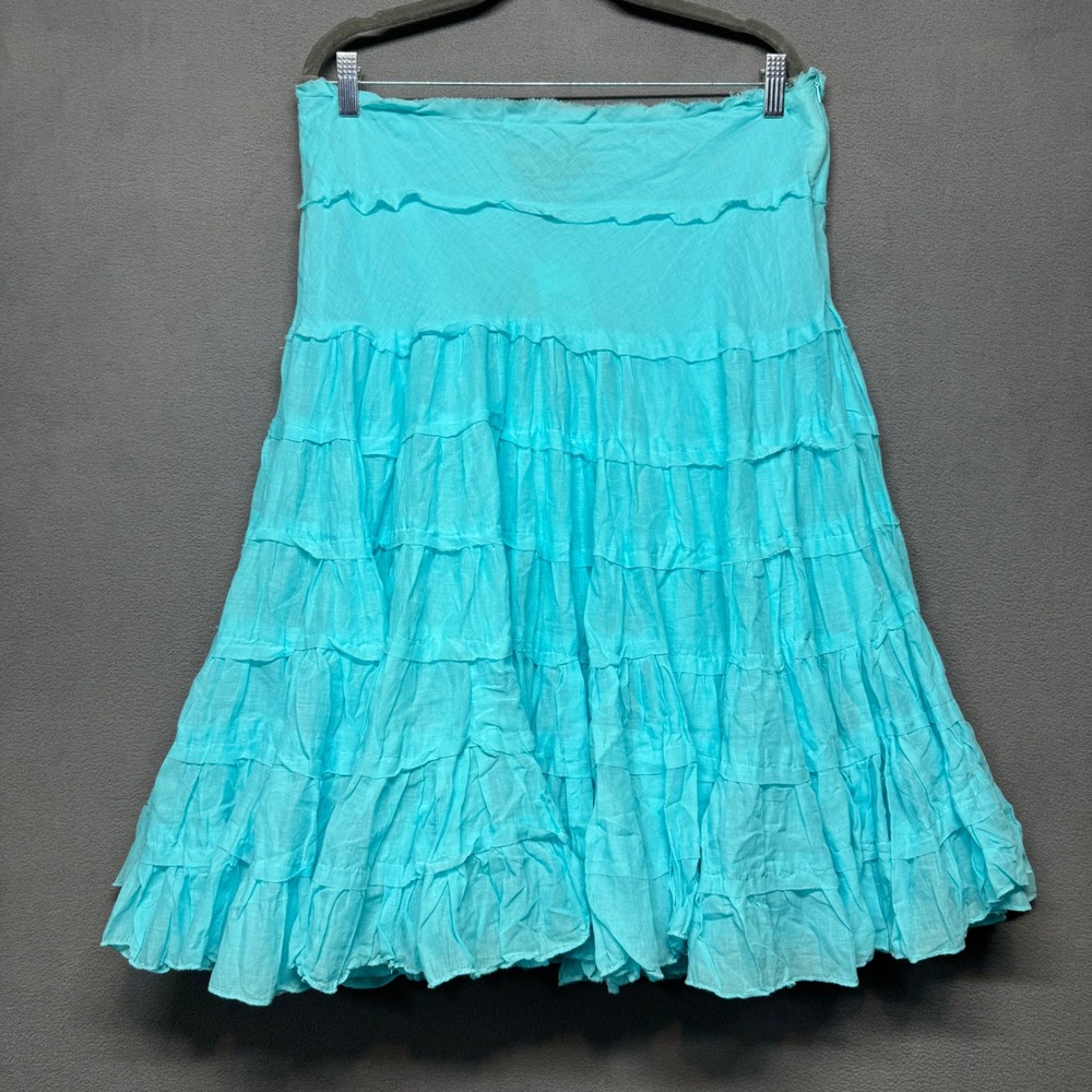 Vintage Rampage Tiered Fairy Ruffle Midi Skirt Boho Peasant Cotton XL Blue